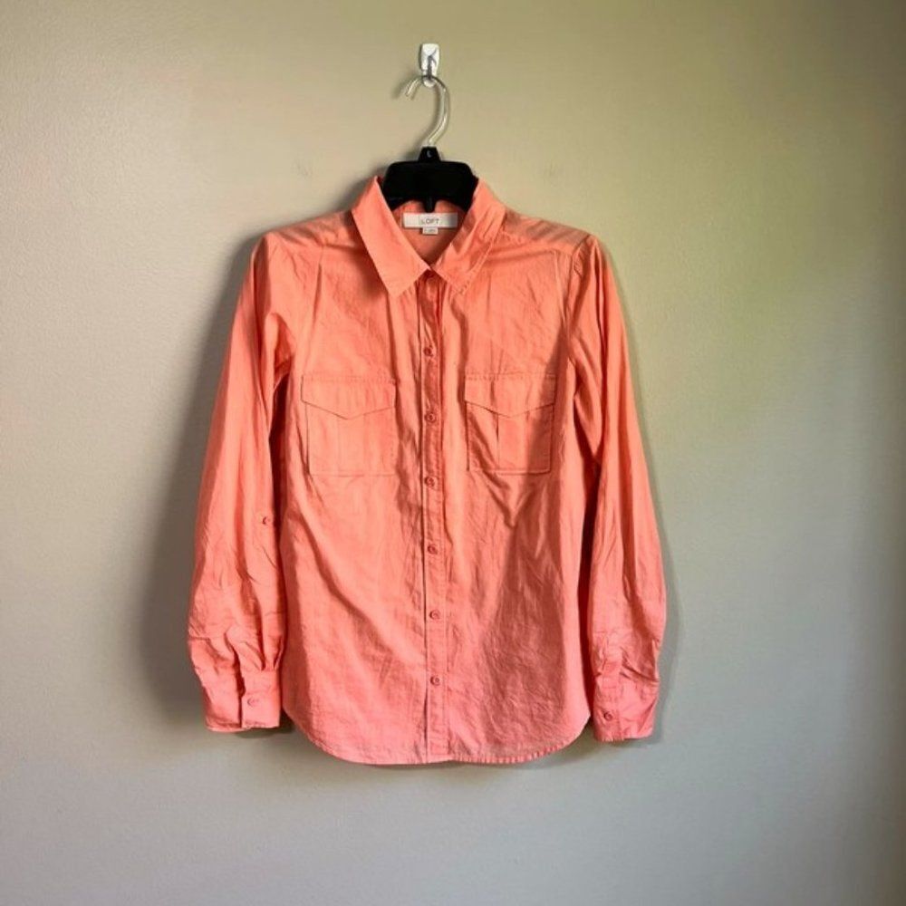 Loft small long sleeve peach blouse